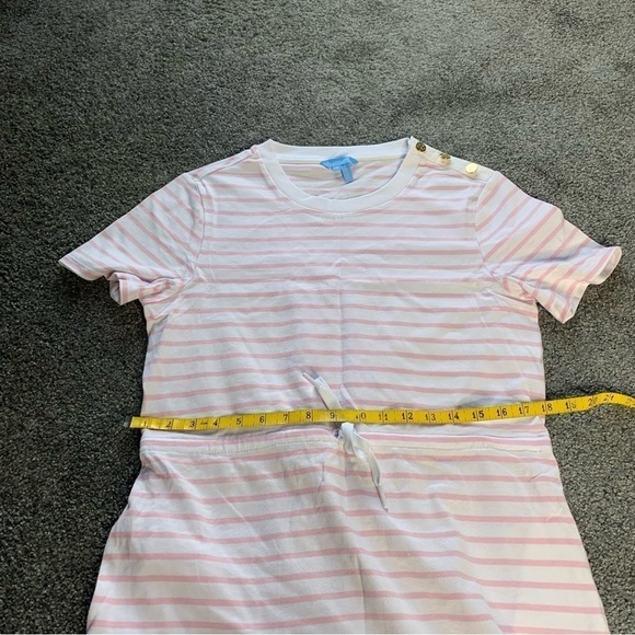 Draper James tie waist t shirt light pink mariner stripe dress - Picture 8 of 13